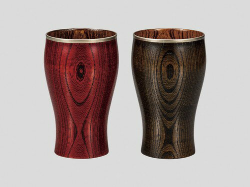木製 欅 山中漆器 フリーカップ ペア プレミアム 漆塗り 夫婦 くりぬき 渕銀 ペアカップ 山中塗り 赤 黒 内スリ 天然木 けやき 2客組【ギフト・内祝い・...