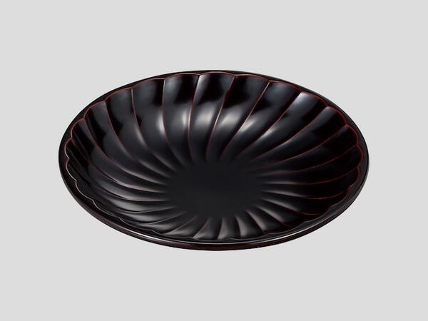 Lacquer Ware - 山中漆器 盛鉢 8.0 乱菊鉢 溜 漆塗り 山中塗り 木質【ギフト】