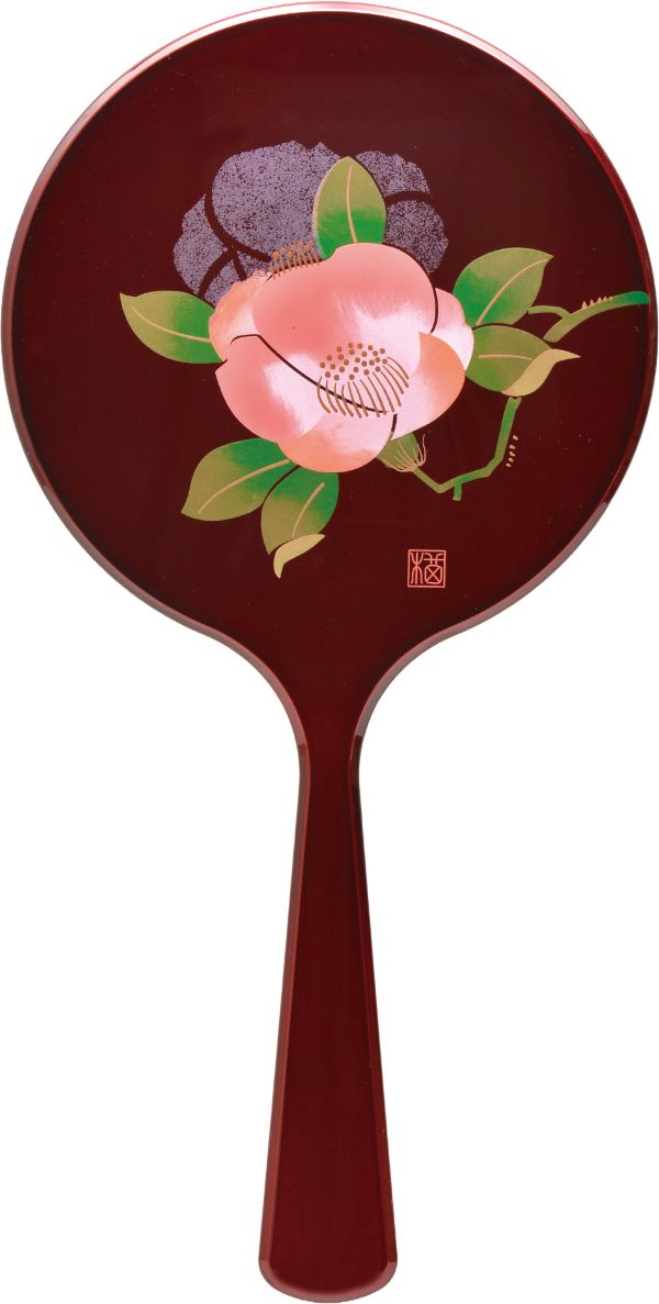 手鏡 玉虫塗り 面取り 椿 会津漆器【ギフト】【楽ギフ_包装選択】【楽ギフ_のし】【楽ギフ_のし宛書】