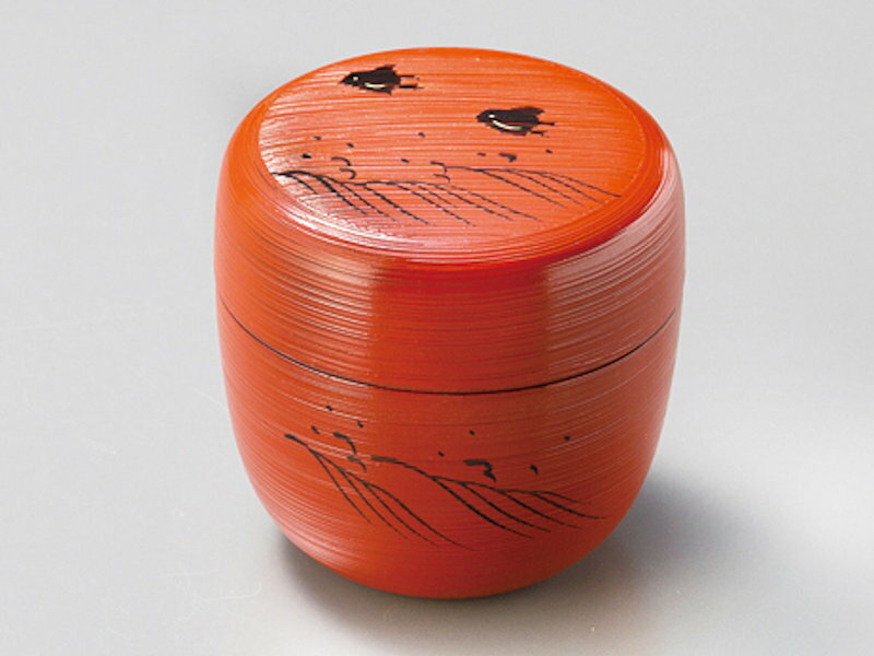 木合 棗 越前漆器 漆塗り 刷毛目 波千鳥 洗朱 なつめ 越前塗り【ギフト】【楽ギフ_包装選択】【楽ギフ_..