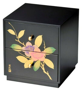 会津漆器 二ツ引き出し 姫タンス 黒 山茶花 会津塗り 木繊【ギフト・内祝い・成人内祝い・結婚内祝い・新築祝い・お返し】