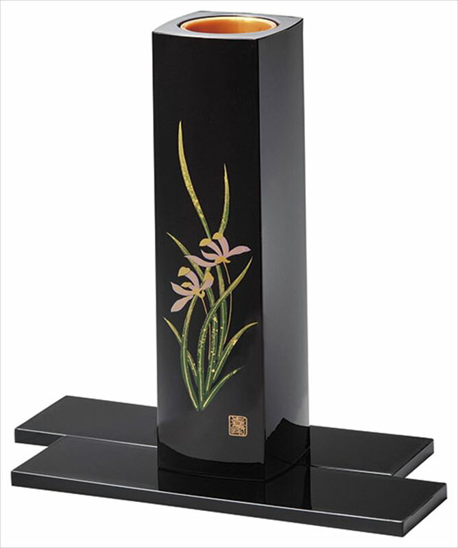 会津漆器 花器セット 溜塗り 蘭 花瓶 花生 角型 会津塗り 台付【ギフト】【楽ギフ_包装選択】【楽ギフ_..