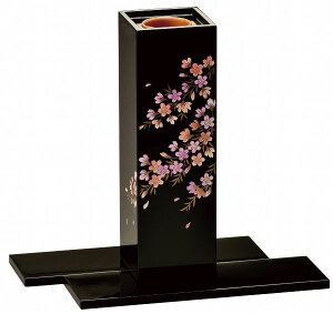 会津漆器 花器セット 黒 桜 花瓶 花生 角型 会津塗り【ギフト】【楽ギフ_包装選択】【楽ギフ_のし】【楽ギフ_のし宛書】