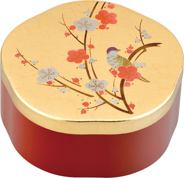 会津漆器 小物入れ 朱塗り 福梅 金箔 花鳥 会津塗り【ギフト・内祝い・成人内祝い・結婚内祝い・新築祝..