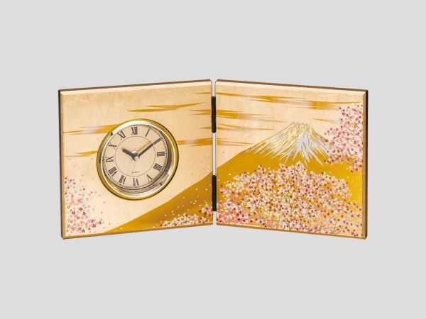 Rakuten - 山中漆器 屏風 時計 富士 雅桜 金 びょうぶ 山中塗り(中)【ギフト・内祝い・成人内祝い・結婚内祝い・新築祝い・お返し】