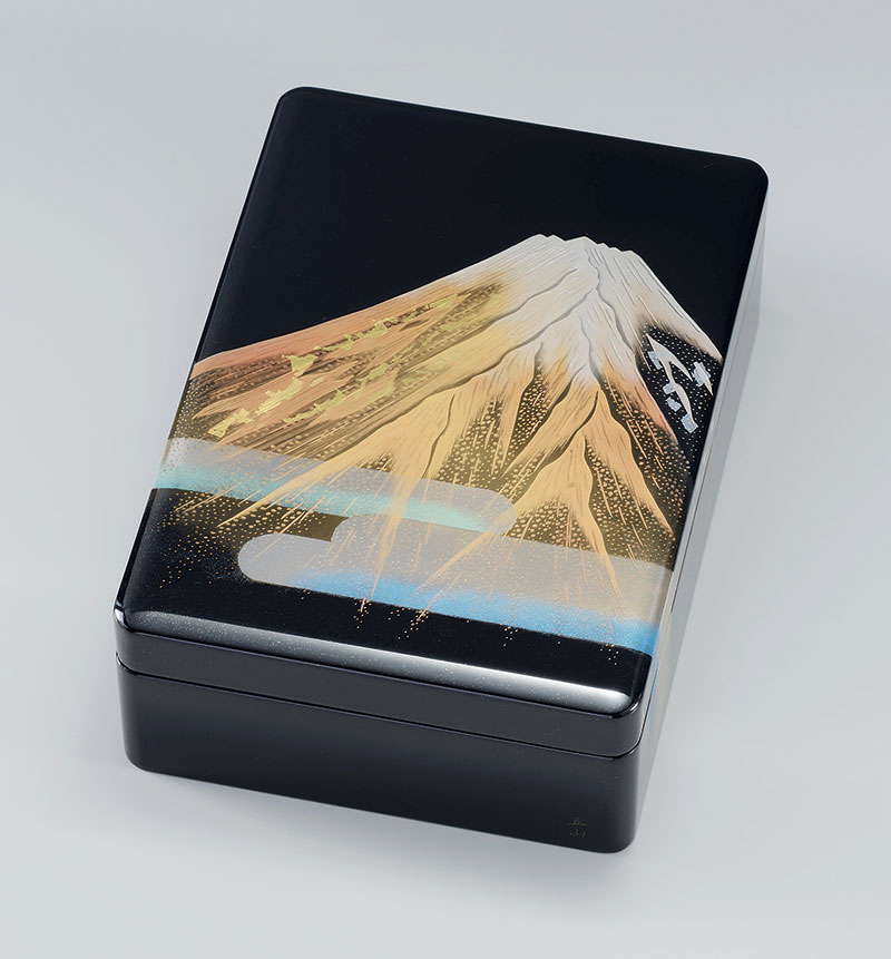 木製 越前漆器 文庫 文筥 漆塗り 沈金 富士 文箱 合口 越前塗り 書類入れ 書類箱 うるし塗り 木箱入り【ギフト・内祝い・成人内祝い・結婚内祝い・新築祝い・...