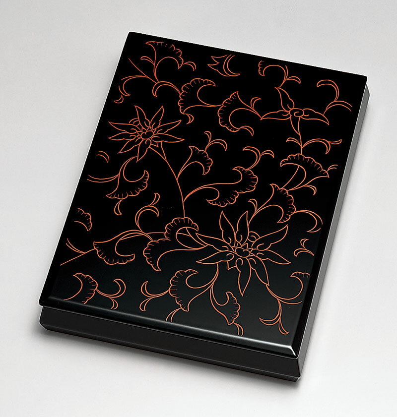 木製 越前漆器 文庫 文筥 漆塗り 黒 沈金 京唐草 文箱 越前塗り 書類入れ 書類箱 うるし塗り 木箱入り【ギフト・内祝い・成人内祝い・結婚内祝い・新築祝い・...