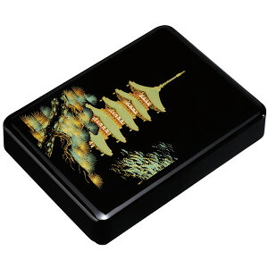紀州漆器 文庫 加伏 A4判 五重の塔 盛絵 黒塗り 11.0 文箱 書類入れ 内梨子地 書類箱【ギフト・内祝い・成人内祝い・結婚内祝い・新築祝い・お返し】【RCP】