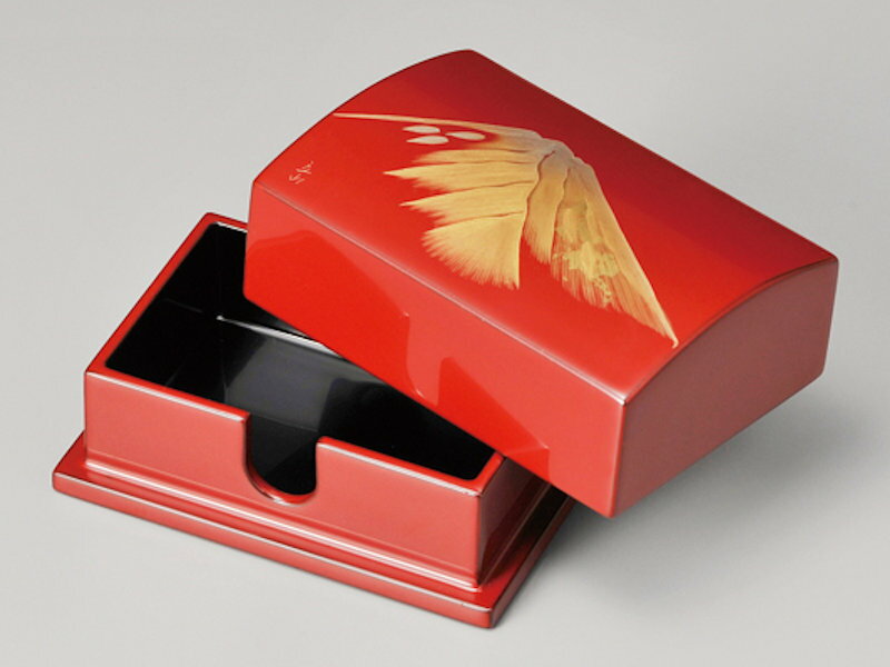 木製 越前漆器 蒔絵 金富士 古代朱 漆塗り 名刺入れ 越前塗り うるし塗り (小)【ギフト・内祝い・成人内祝い・結婚内祝い・新築祝い・お返し】【楽ギフ_包装選...