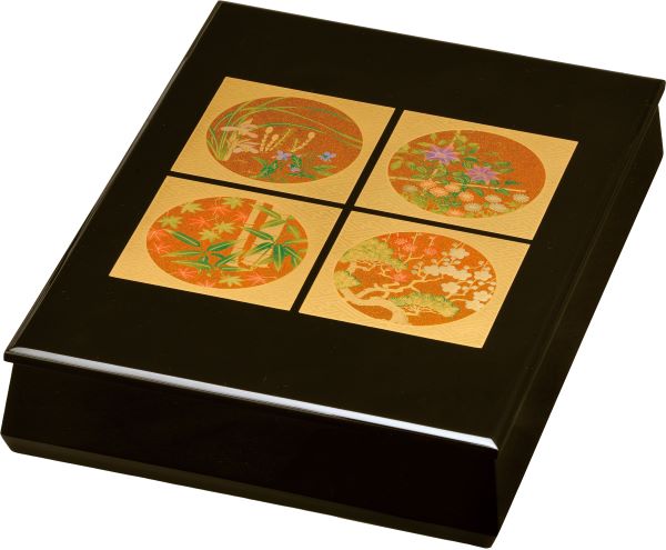 会津漆器 文箱 書類入れ 面取 四季彩 黒塗り 11.0 書類箱 A4サイズ 木製 文庫 板蓋 会津塗り【ギフト・内祝い・成人内祝い・結婚内祝い・新築祝い・お返...