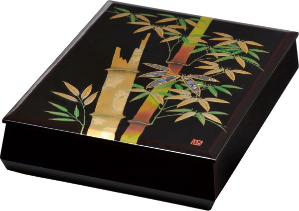 文箱 A4サイズ 11.0 溜塗り 竹林 板蓋 会津塗り 木繊 会津漆器 文庫 書類入れ 書類箱 内別珍貼り【ギフト・内祝い・成人内祝い・結婚内祝い・新築祝い・...