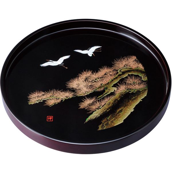 紀州漆器 木製 尺0寸 丸盆 溜塗り 飛祥 お盆 おぼん トレイ【ギフト・内祝い・成人内祝い・結婚内祝い・新築祝い・お返し】【楽ギフ_包装選択】【楽ギフ_のし】【楽ギフ_のし宛書】