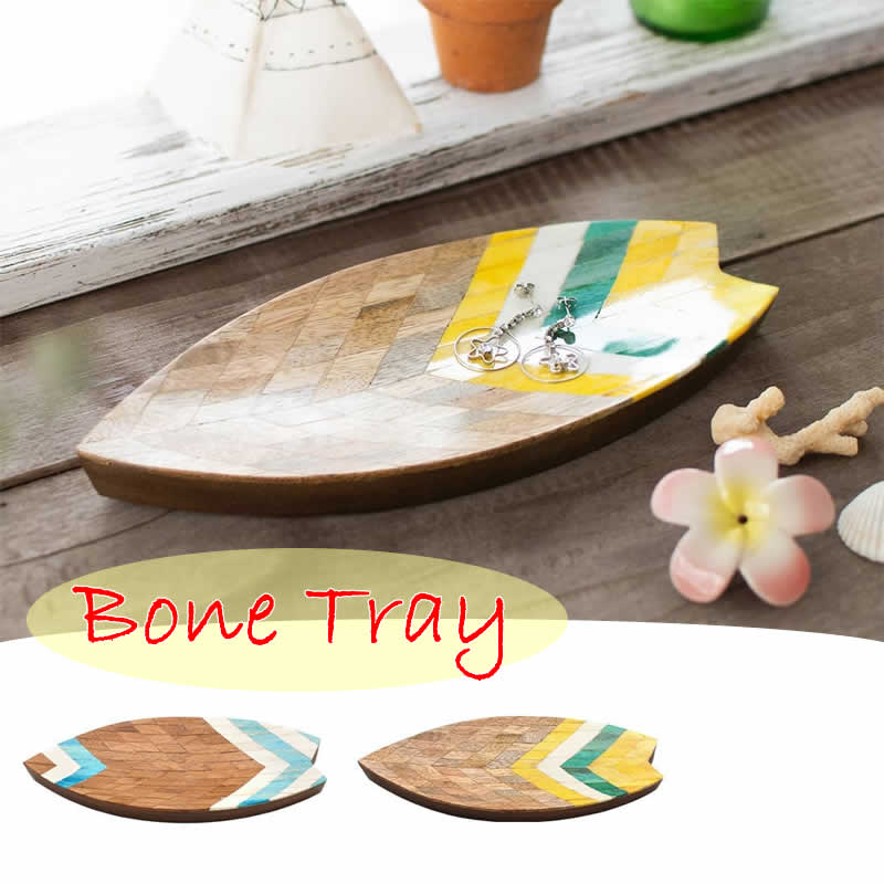 【スーパーセール】ボーン トレイ サーフボード 水牛の骨 ボーン 木製 小物入れ ウッド 木 トレイ トレー ディスプレイ 収納 木 ウッド 大人 アジアン雑貨...