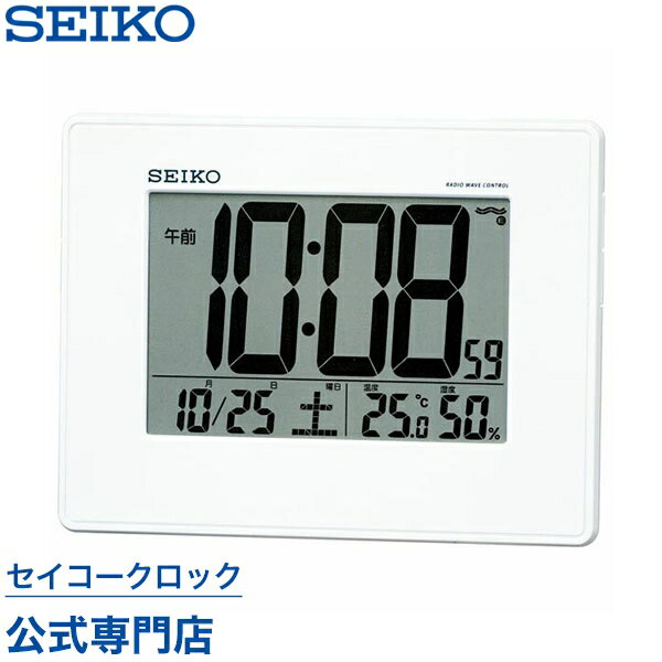 SEIKO ギフト包装無料 セイコークロック 掛け時計 壁掛け 置き時計 目覚まし時計 電波時計 SQ770W デジタル カレンダー 温度計 湿度計 おしゃれ あす楽対応