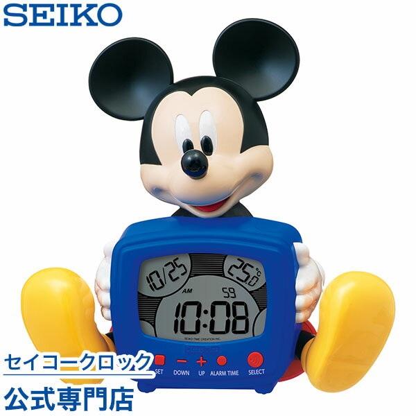 【300円クーポン配布中】 SEIKO ギフト包装無料 セイコークロック ディズニー キャラクター 目覚し時計 置き時計 FD485A ディズニー ミッキー＆フレンズ デジタル カレンダー 温度計 おしゃべりアラーム メロディアラーム 音量切替 かわいい【Disneyzone】