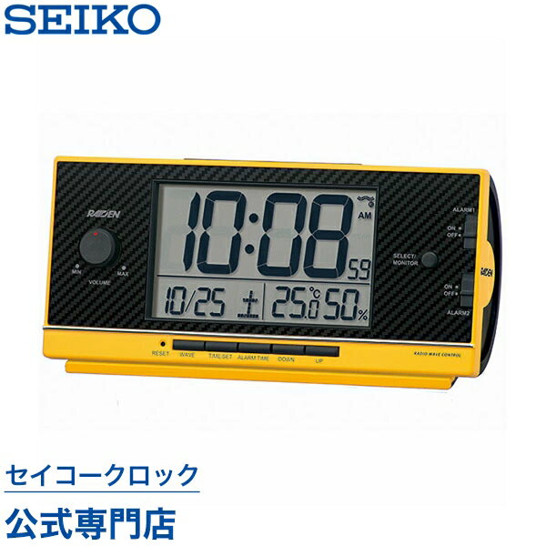 目覚まし時計 SEIKO ギフト包装無料 セイコークロック ピクシス 置き時計 電波時計 NR539Y ライデン 大音量 デジタル 30パターン電子音 音量調節 カレンダー 温度計 湿度計 オシャレ おしゃれ …