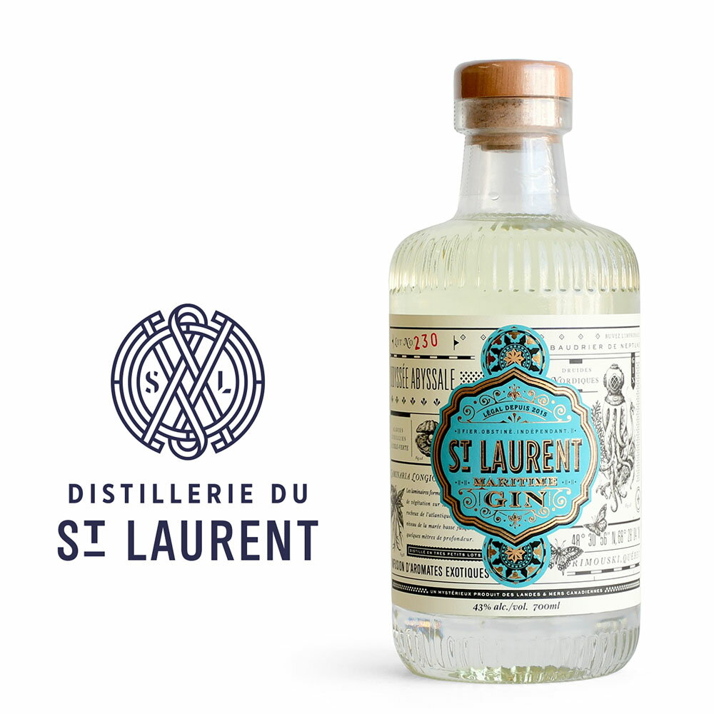 サンローラン クラフトジン ST LAURENT GIN カナダ産 ジン お酒 700ml 43度 グレーンスピリッツ 10種のボタニカル ホームパーティー おしゃれ