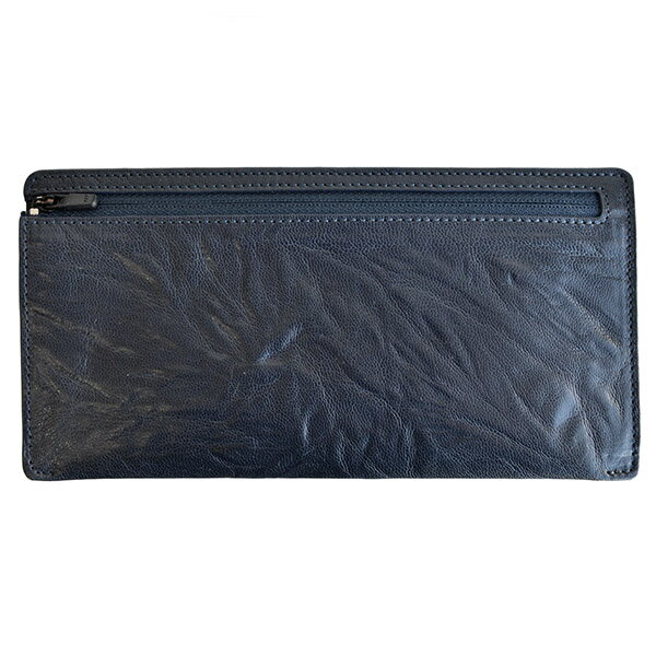 U, 吉 - 薄型長財布 フラットジップウォレット Flatzip Wallet ネイビー 山羊革 ヴィンテージリバイバルプロダクションズ 日本製 メンズ 本革財布 スリム 小銭入れあり 送料無料 正規品 小さい財布 薄い財布