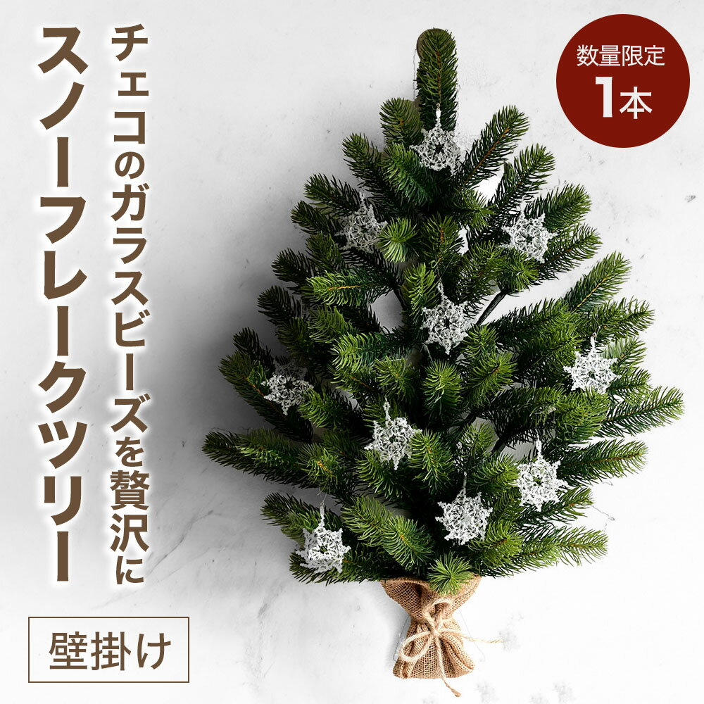 壁掛け式 クリスマスツリー チェコスノーオーナメント ガラスビーズ ビーズのオーナメント 雪の結晶 スノー Xmasツリーセット 壁掛式 クリスマスツリー202...