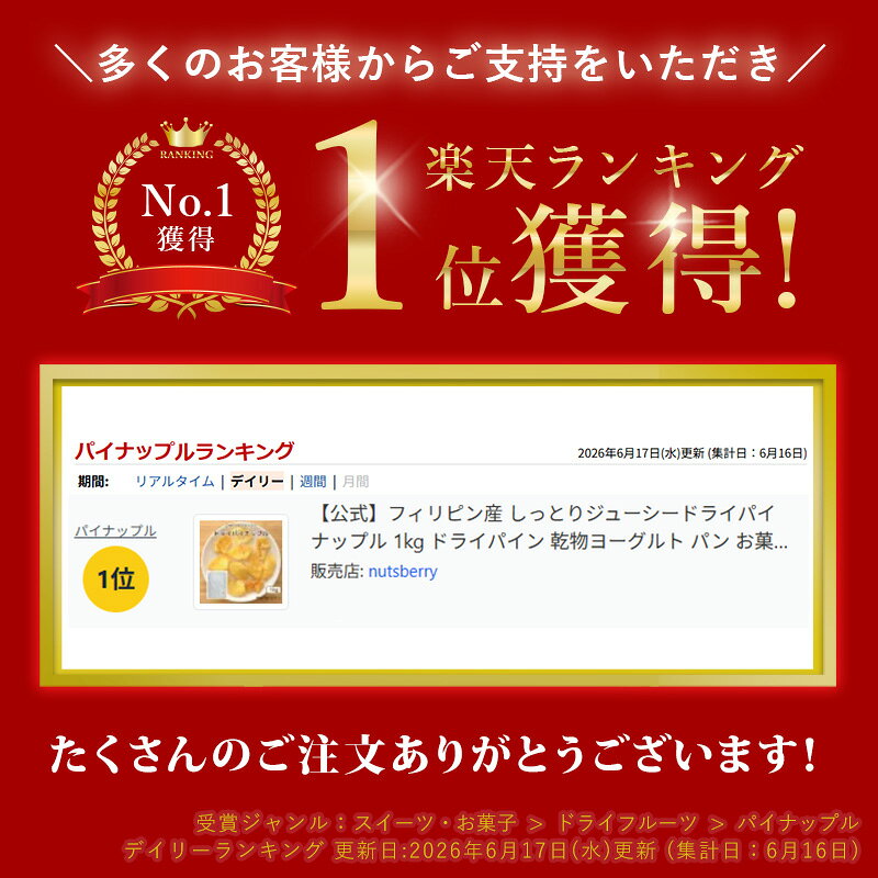 【9/30限定！ポイント3倍】 【公式】フィリピン産 しっとりジューシードライパイナップル 1kg ドライパイン 乾物ヨーグルト パン お菓子作り ヨーグルト nutsberry ナッツベリー 大容量 業務用 ドライフルーツ nutsberry-10000020 nutsberry サンプル画像2
