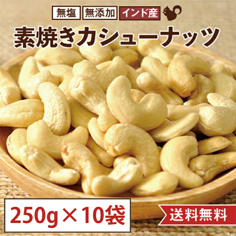 【250g×10袋セット(2.5kg)】素焼き カシューナッツ 無塩 無添加 インド産 国内製造 おやつ おつまみ 美容 健康 間食 防災食品 非常食 備蓄食 保存食