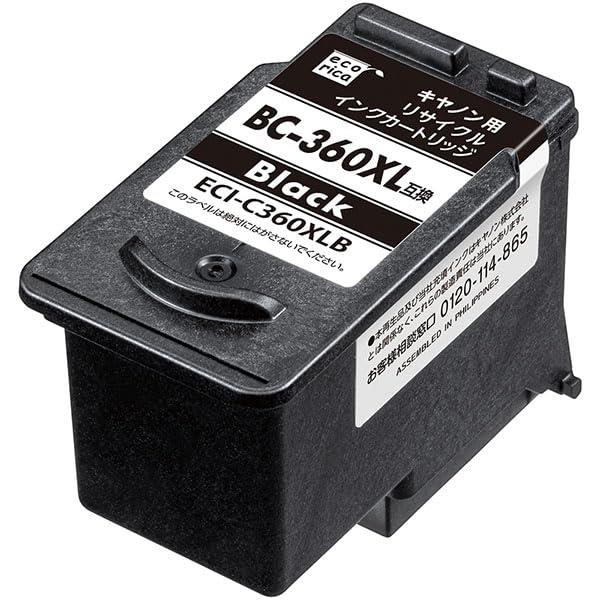 エコリ カ キヤノン BC-360/BC-361 BC-360XL対応リサイクルインク ブラック EC-BC360XLB 残量表示対応【エコリ カ封筒パッケージ】