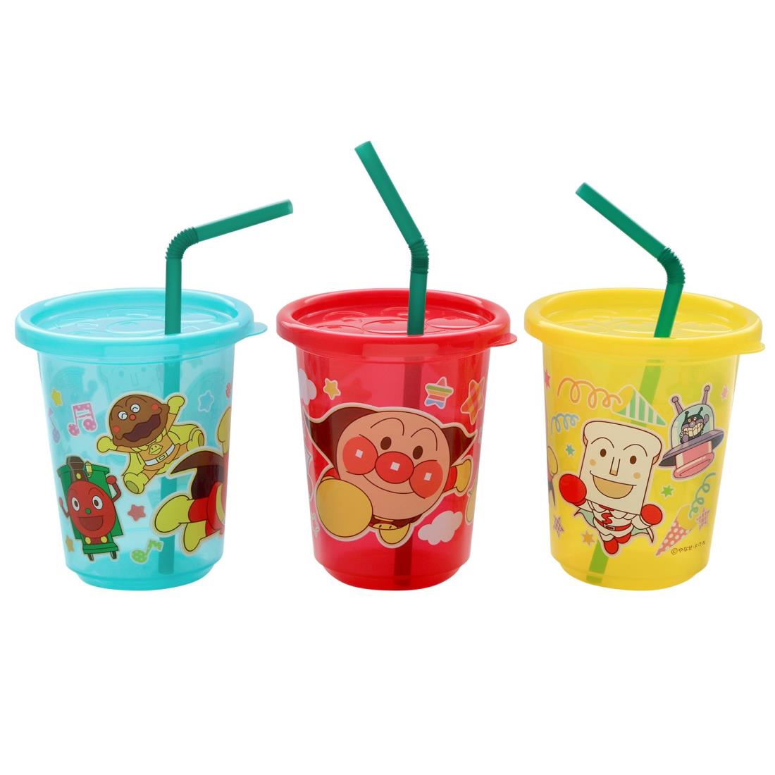 レック ポリプロピレン アンパンマン ストローカップ 3個入 (3色別柄)