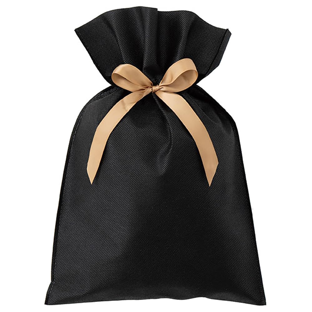 ヘッズ ギフトバッグ 25×38cm S ブラック 10枚 不織布袋 リボン付き 巾着 HEADS SFK-RBS