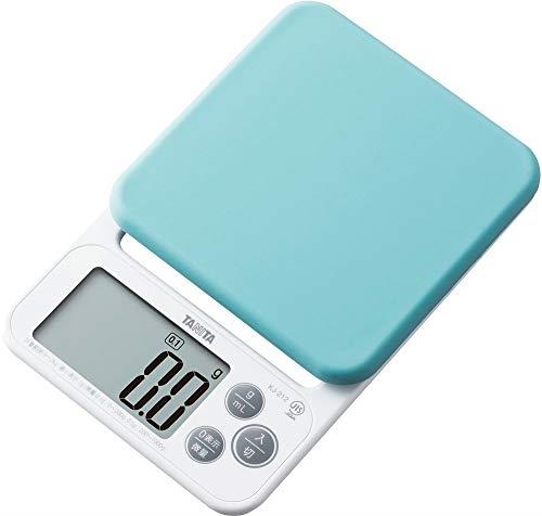 タニタ(Tanita) クッキングスケール 取って洗えるシリコンカバー付き 0.1g単位で2kgまで計れる 収納に便利なフック穴付き デジタル はかり ブルー KJ-212 BL