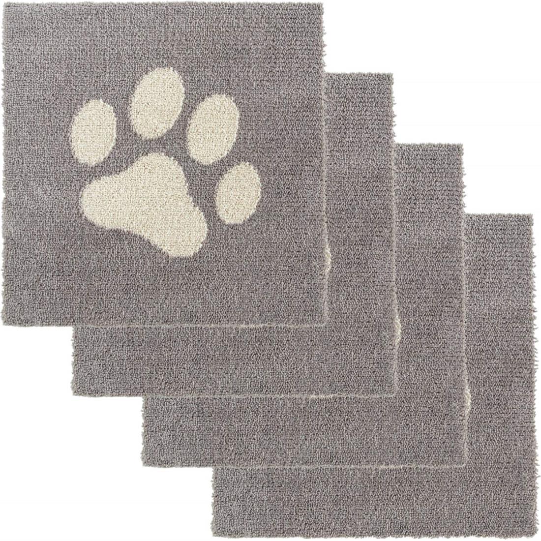 オカ(OKA) ペット用ラグマット ピタペトモ 約45cm×45cm 4枚セット パウ ブラウン 吸着 ずれない タイル カーペット ジョイントマット