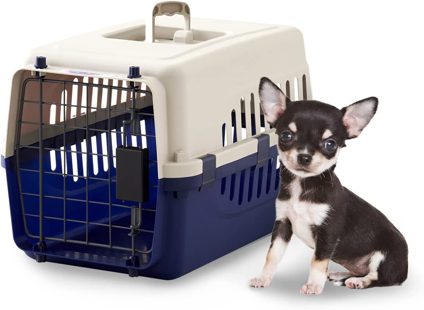 【OFT】 ペットケンネル ファーストクラ ス L45 ダークブルー 【外寸】幅29.5×奥45×高28.5cm 重量(約)：1.2kg 猫 キャリ ー 犬 キャリ ー 小動 物 ペットキャリ ー ゲージ ハードキャリ ー 取っ手付き 室内用ハウス