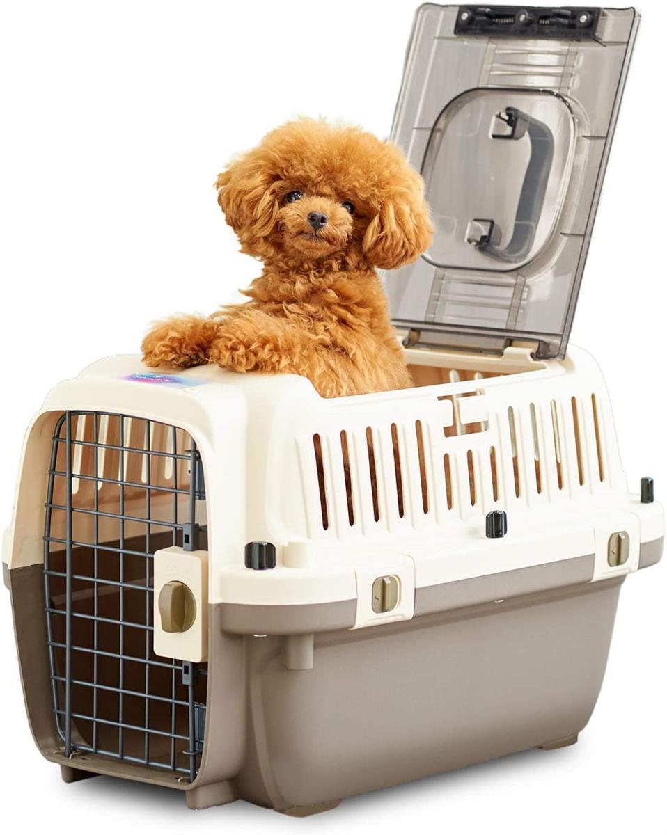 【OFT】 ペットケンネル ファーストクラ ス オープンクリア L50Tクリア 【外寸】幅33.5cm×奥51cm×高33cm 本体重量(約)：2.3kg 猫 キャリ ー 犬 キャリ ー クレート ペットキャリ ー ゲージ ハードキャリ ー 取っ手付き 室内用ハウス ダブルドア