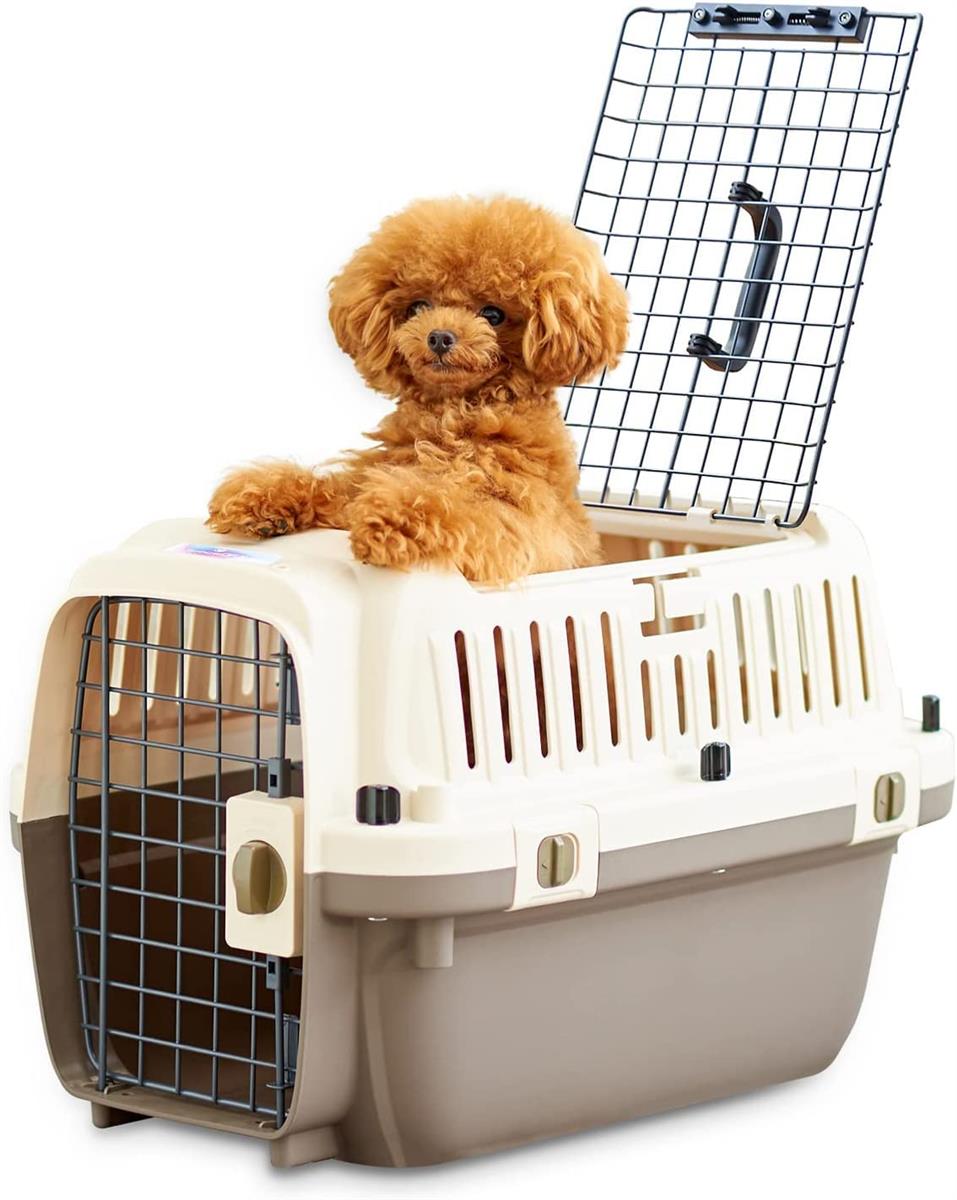 【OFT】 ペットケンネル ファーストクラ ス オープン L50T 【外寸】幅33.5cm×奥51cm×高33cm 本体重量(約)：2.3kg 猫 キャリ ー 犬 キャリ ー ペットキャリ ー ゲージ ハードキャリ ー 取っ手付き 室内用ハウス ダブルドア