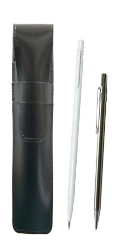 スリム牛革ペンケース黒 極細ノック式消しゴム 白とオールメタルシャープペン ASBER15W-9984SP スリム牛革ペンケース黒 極細ノック式消しゴム 白とオールメタルシャープペン ASBER15W-9984SP