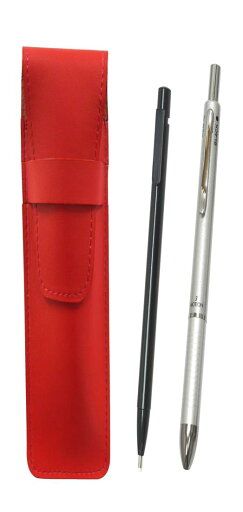 スリム牛革ペンケース赤 極細ノック式消しゴム 黒と3メカシルバーセット ASRER15B-3M S スリム牛革ペンケース赤 極細ノック式消しゴム 黒と3メカシルバーセット ASRER15B-3M S