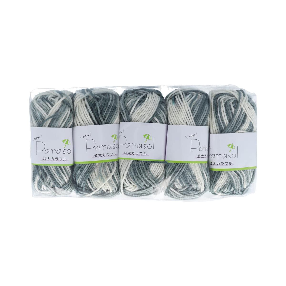 横田(Yokota) 毛糸 パラソル アクリル 並太 カラフル 5玉セット Col.6 黒系 6908