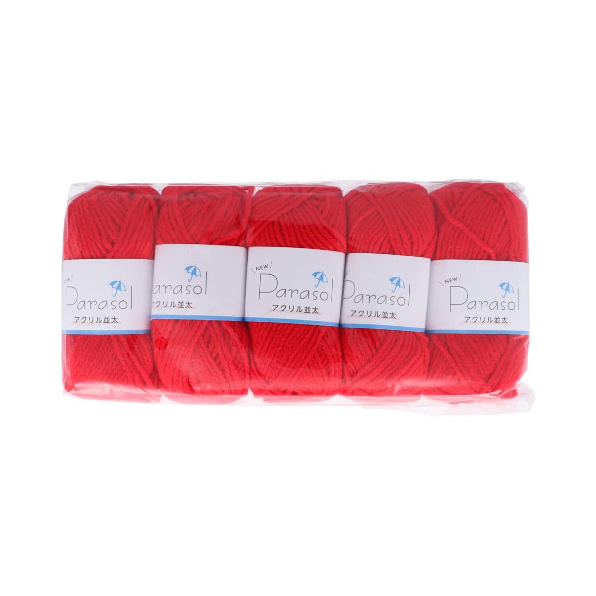 横田(Yokota) 毛糸 パラソル アクリル 並太 単色 5玉セット Col.10 赤 6900