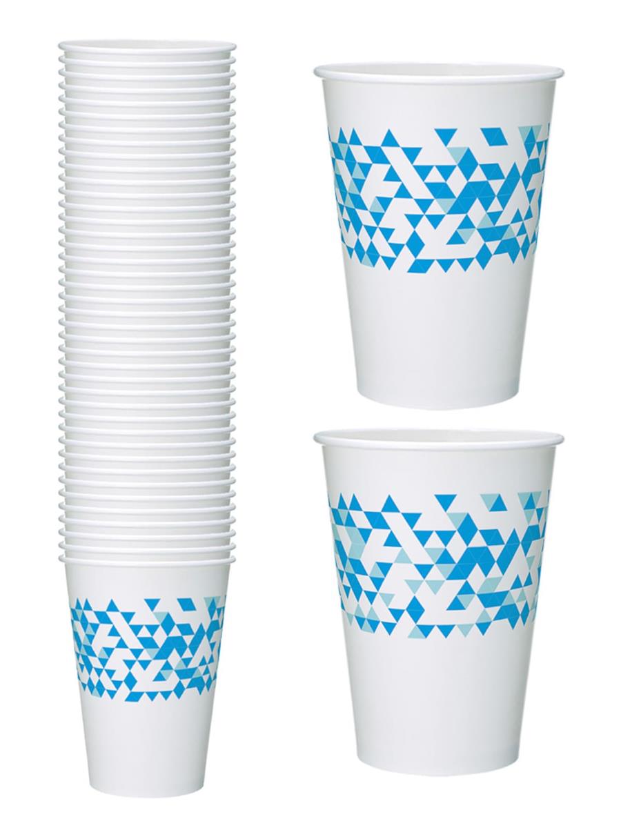 日本デキシー 紙コップ 494ml ブルー 2柄アソート 50個入 日本製 結露に強い 丈夫 使い捨て コ ールドカップ LOHAS