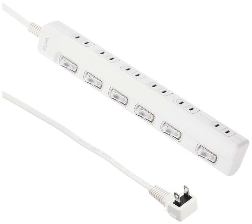 エルパ(ELPA) スイッチ付タップ コンセント 延長コード LED 横差し 6個口 2m WLS-LY62EB(W) エルパ(ELPA) スイッチ付タップ コンセント 延長コード LED 横差し 6個口 2m WLS-LY62EB(W)