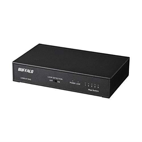 バッファロー BUFFALO Giga対応 金属筐体 電源内蔵 5ポート LSW6-GT-5NS/BK ブラック スイッチングハブ マグネット 壁掛け設置対応