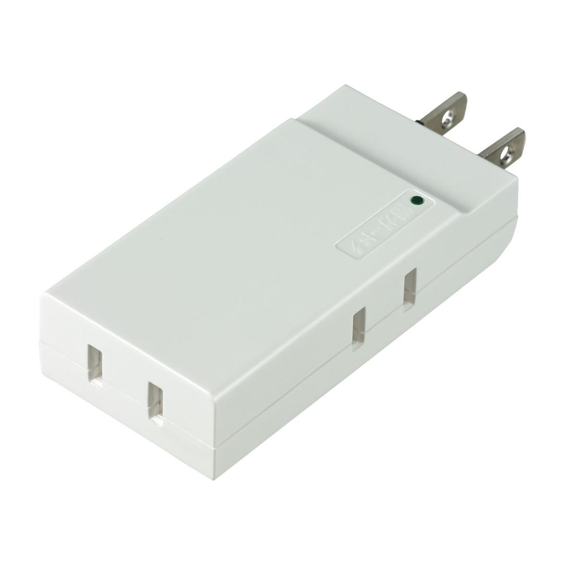 エルパ (ELPA) コンパクトタップ耐雷 コンセント 電源タップ 雷ガード 3個口 15A 125V スイ ングプラグ A-CT003SB(W)