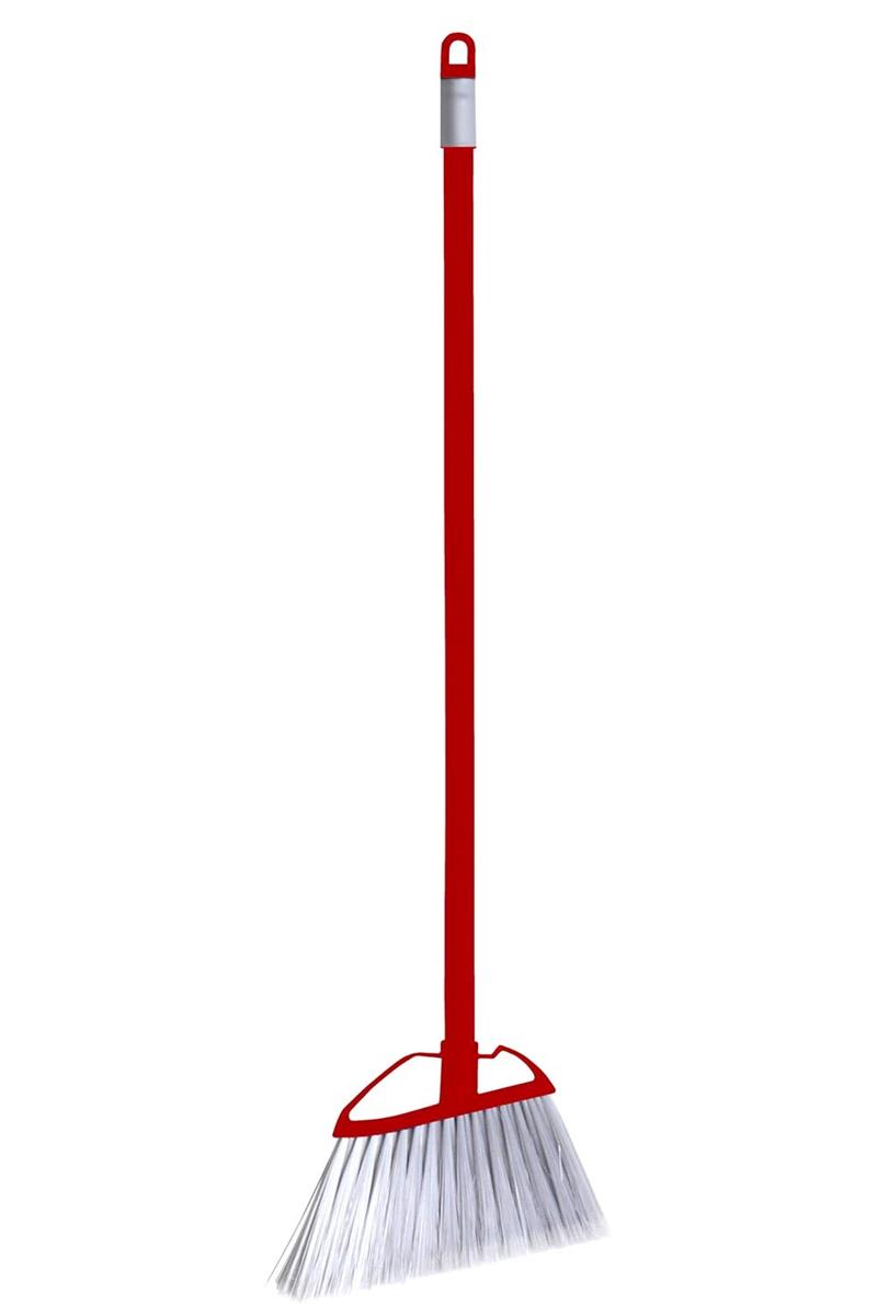 日本クリンテック Ka:z clean 床用ホーキショートタイプ レッド 幅24cm 全長86cm 屋内外 先割れ化繊繊維 細かいゴミやほこりの掃除【お得な10本セット】(2)