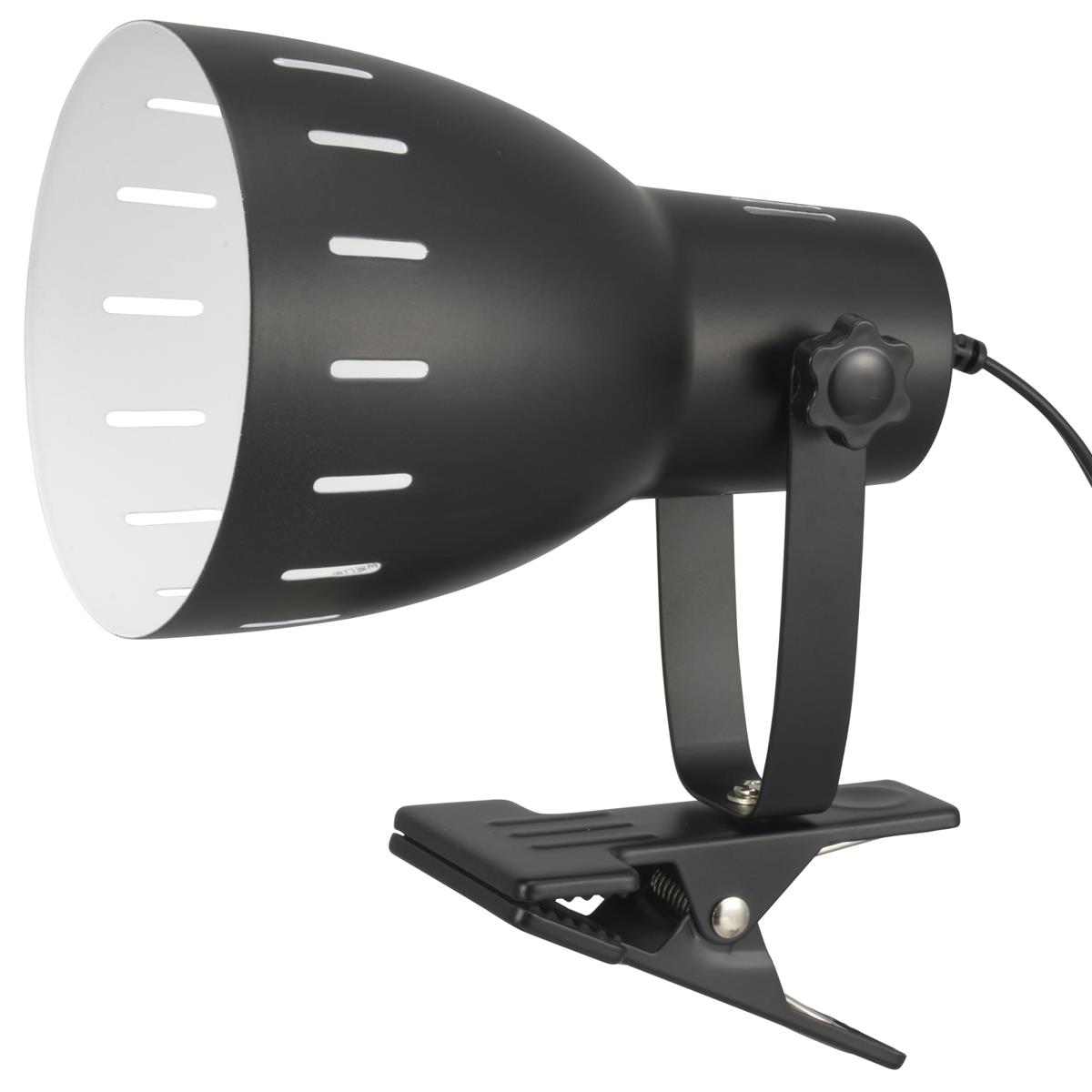 オーム(OHM) クリップライト E26 電球別売 白熱電球60Wまで LED電球もOK 中間スイッチ付き ブラック LTC-N126AK-K 06-1644 オーム電機