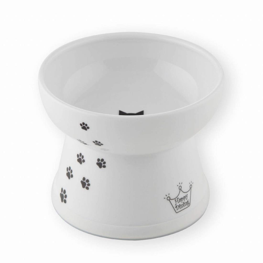 猫壱(necoichi)ハッピーダイニング 猫用 脚付フードボウル L 猫柄 吐き戻し軽減 電子レン