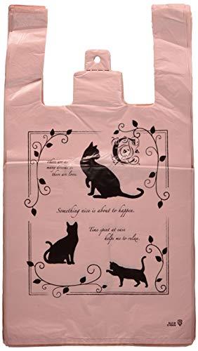 ヘッズ 手提げ袋 レジ袋 24×45×14cm エレガ ントキャット M 100枚 ピンク ねこ ペット フック穴付 ELC-M