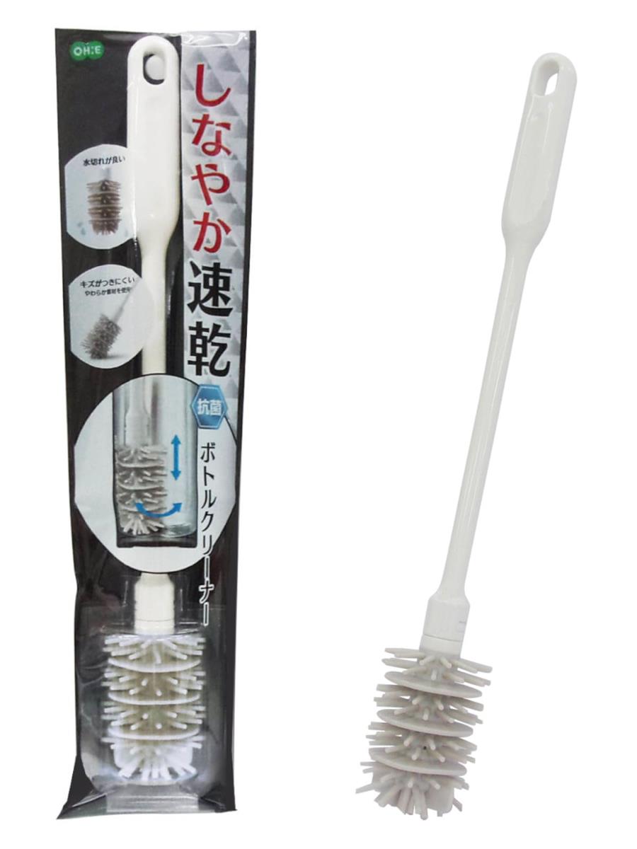オーエ ボトル洗い 約縦31cm×横4.5cm×4.5cm ホワイト しなやか速乾ボトルクリ ーナー やわらか素材 抗菌加工