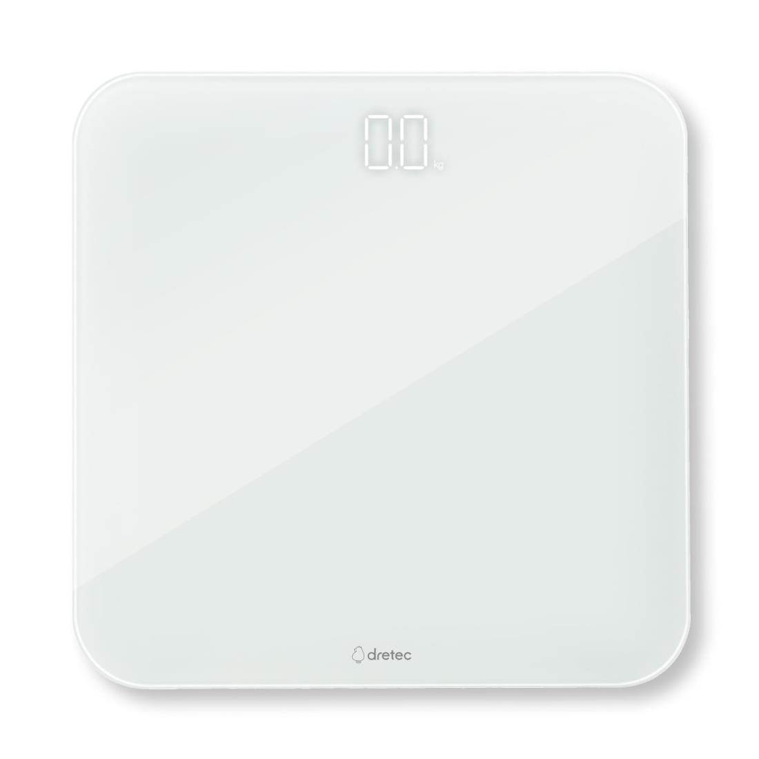 ドリテック(dretec) 体重計 ボディスケール グラッセ おしゃれ 高級 強化ガラ ス シンプル オートパワーオフ 暗い場所でも見えるLED表示 使いやすい 薄型コンパクト ホワイト 白