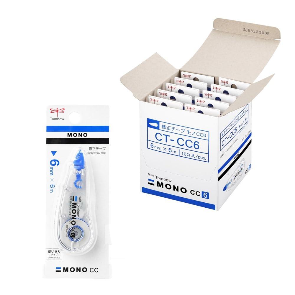 トンボ鉛筆 修正テープ 6mm MONO モノCC (ミニサイズ・高密着テープ) 使い切りタイプ 6m 10個 CT-CC6-10P