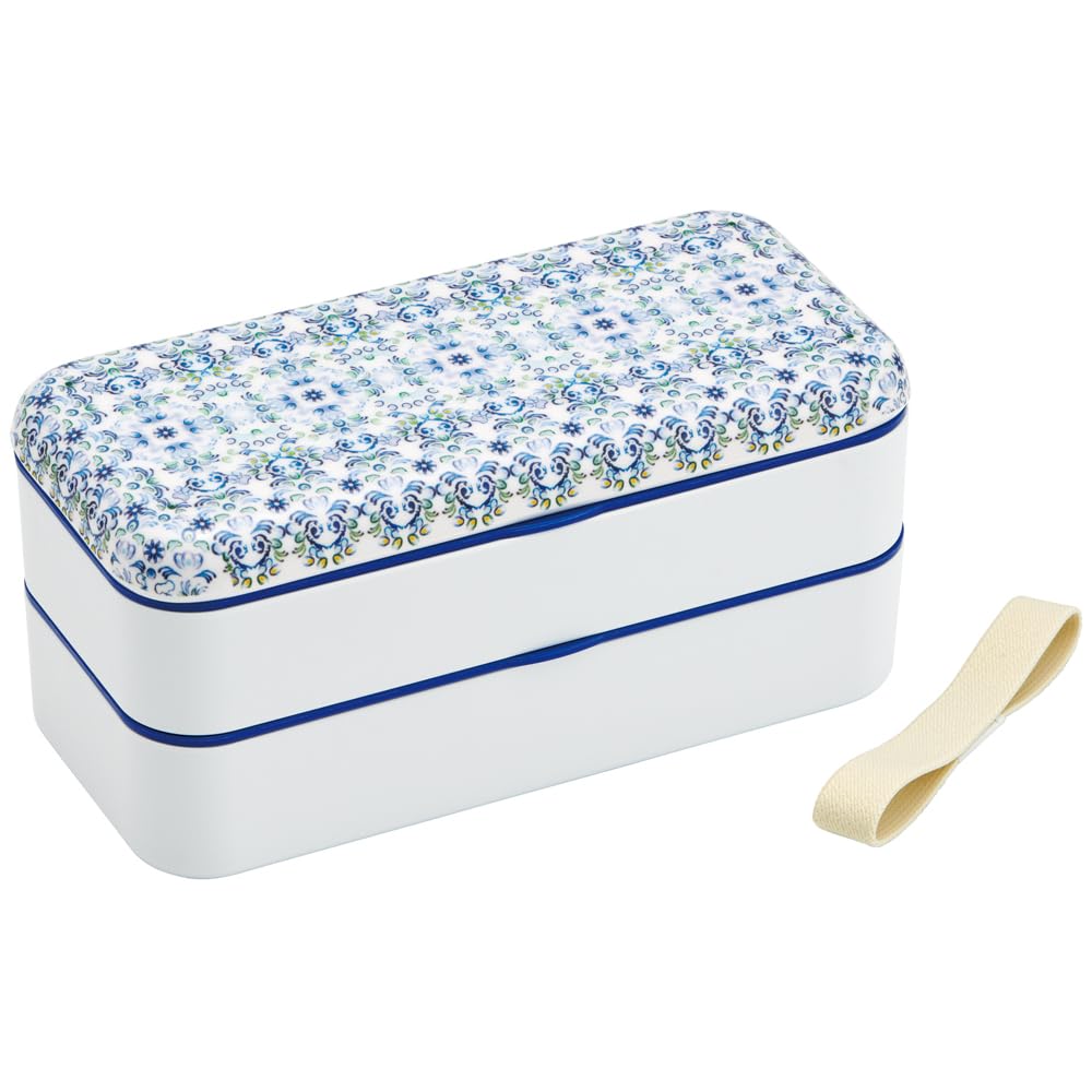 スケーター(Skater) シンプル メラミンフタ 2段 弁当箱 900ml 大容量 天平文様 夢幻 濃青 日本製 SLBW9M-A