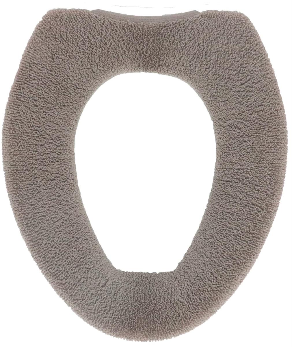 カキウチ 便座カバー O型 幅25×奥行16×高さ2cm ブラウン 洗濯 機で丸洗い可能 かぶせて留めるだけ パイ..